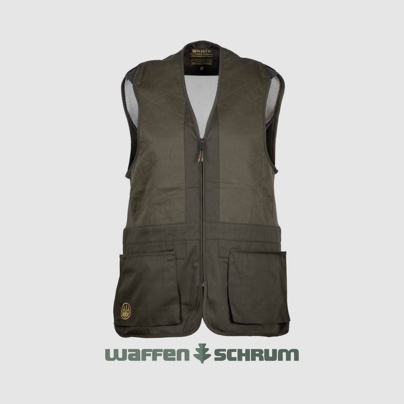 Gilet de tir Beretta Tredi Brown Bark avec broderie d'armes Schrum