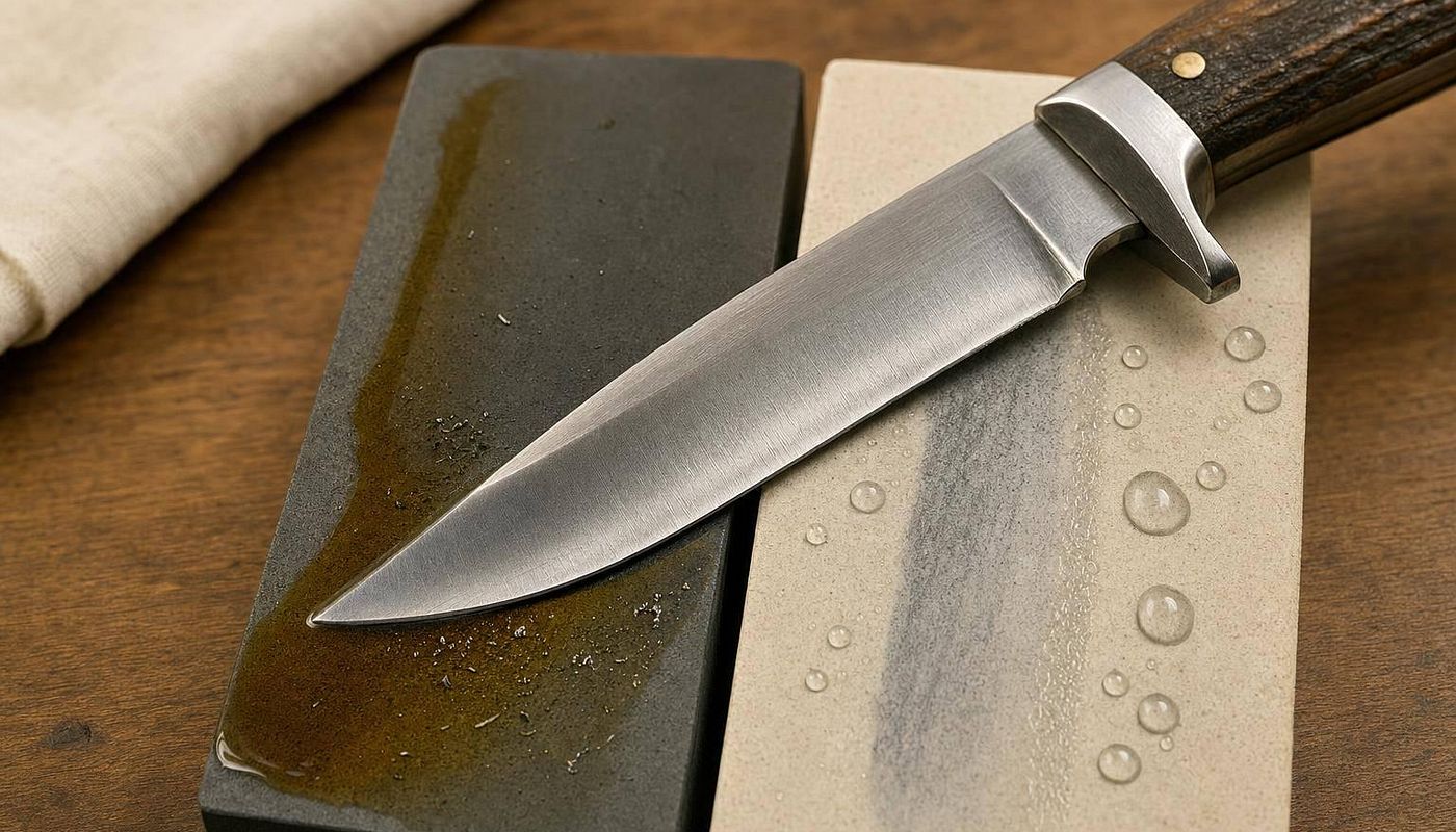 Ölstein vs. Wasserstein für Jagdmesser
