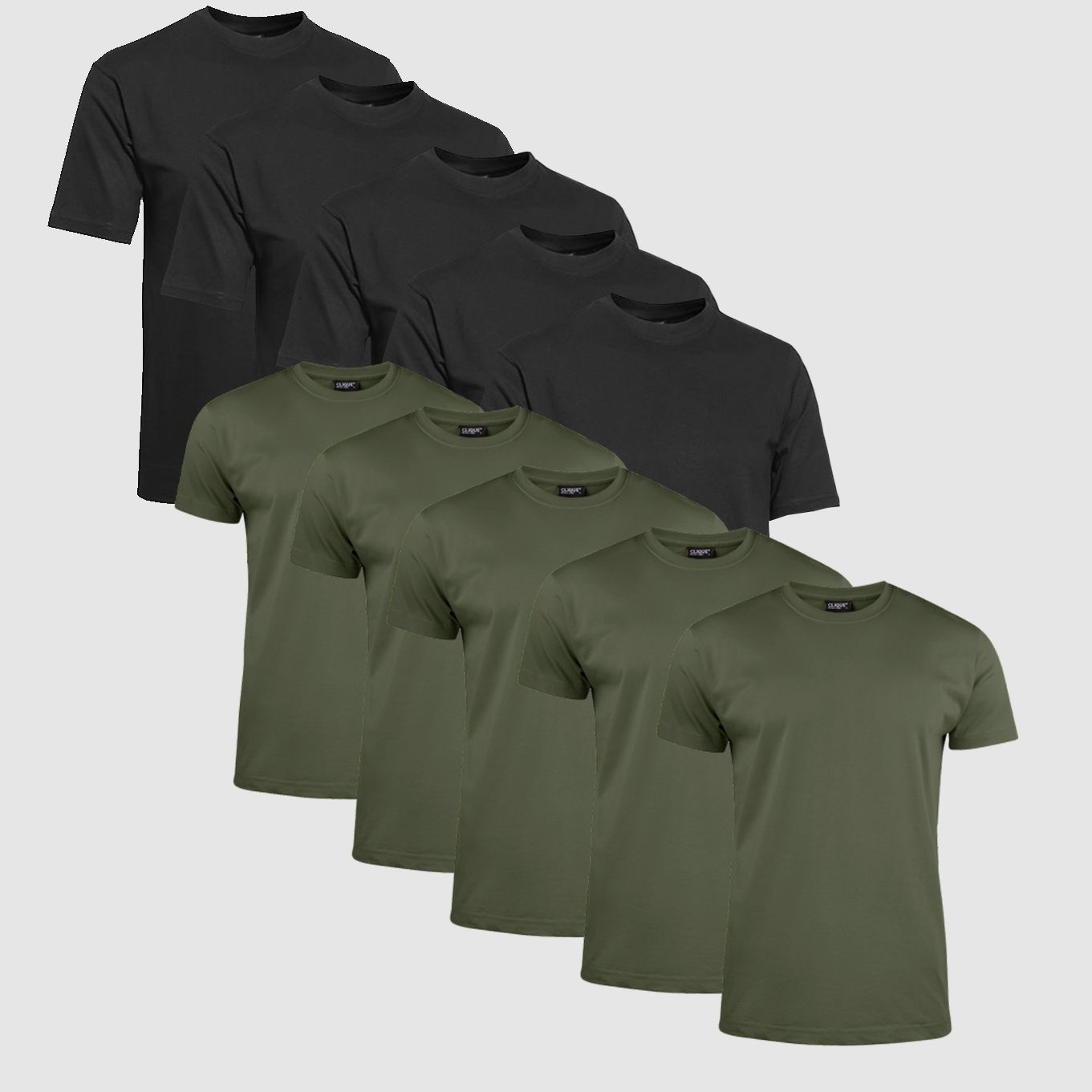 Clique T-Shirt Mężczyźni 10-pack Czarny/Zielony Militarny