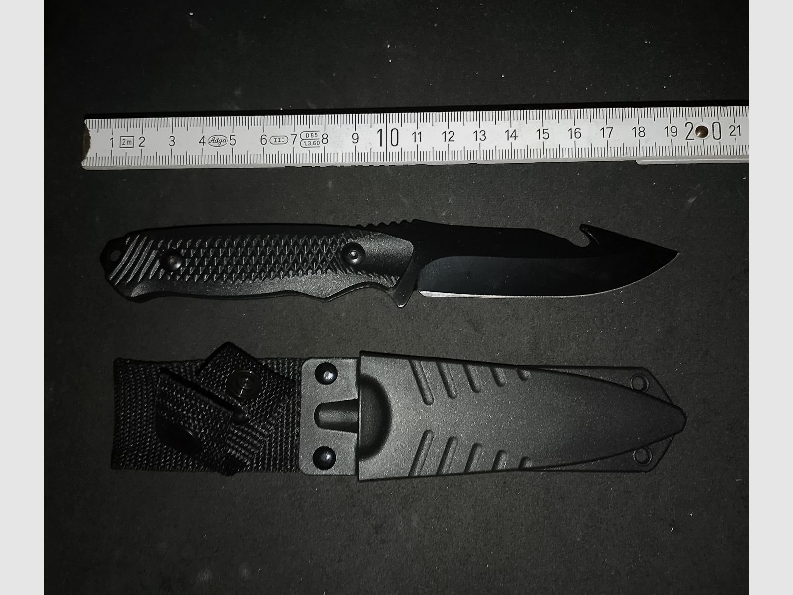 Diving knife angler knife outdoor knife black with sheath new