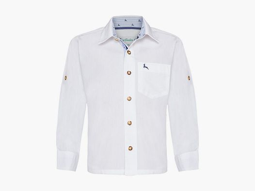 Camicia tradizionale per bambini in bianco con cervo blu