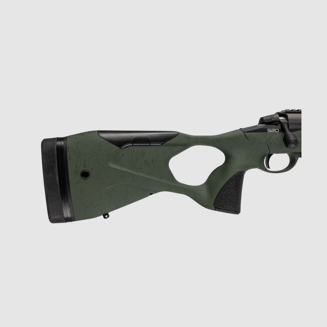 SAKO S20 HUNTER ROUGHTECH ULTRA 7mm PRC, tungsten Cerakote, Lauflänge 22,4", Edelstahllauf karbonbeschichtet mit Mündungsbremse, Drall 8", Direktabzug, verstellbarer Synthetikschaft in Roughtech grün, 3 Schuss, ohne Visierung, MG 5/8"-24, Bild 2 von 5