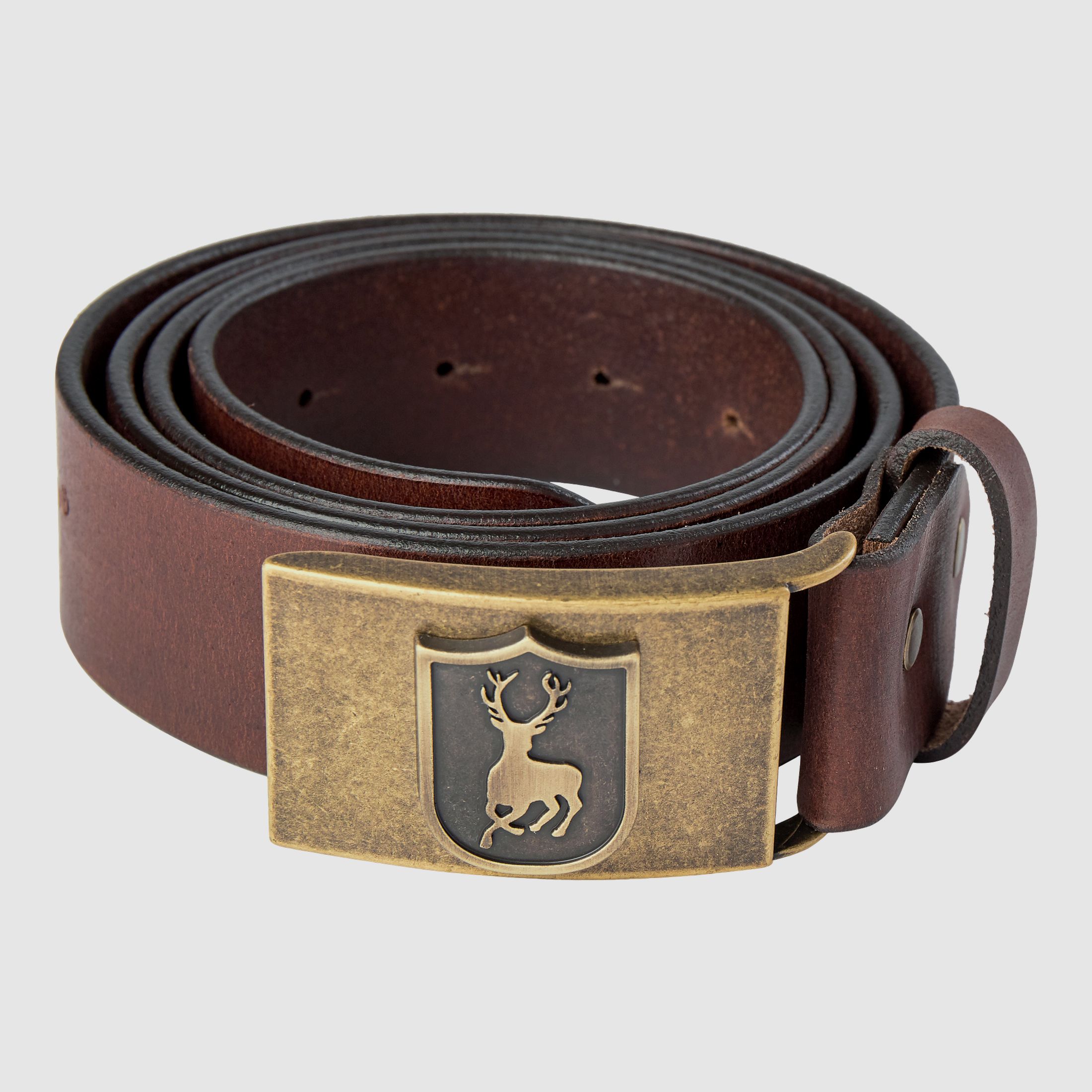 Leder Gürtel - Cognac Brown – Kleidergröße Herren: 115 CM