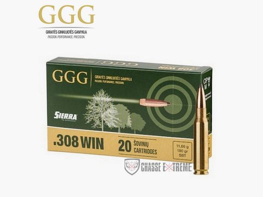 20 cartucce GGG Gameking Cal 308 Win 180Gr SBT