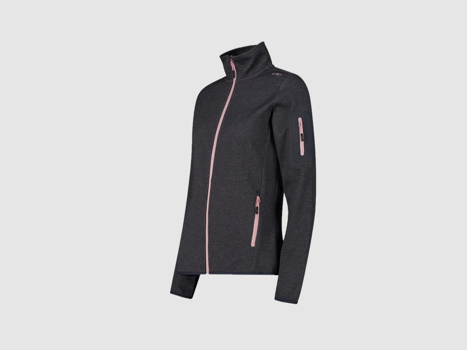 CMP Damen Jacke Knit-Tech-Fleece mit Inner Layer aus Mesh Nero Graffite