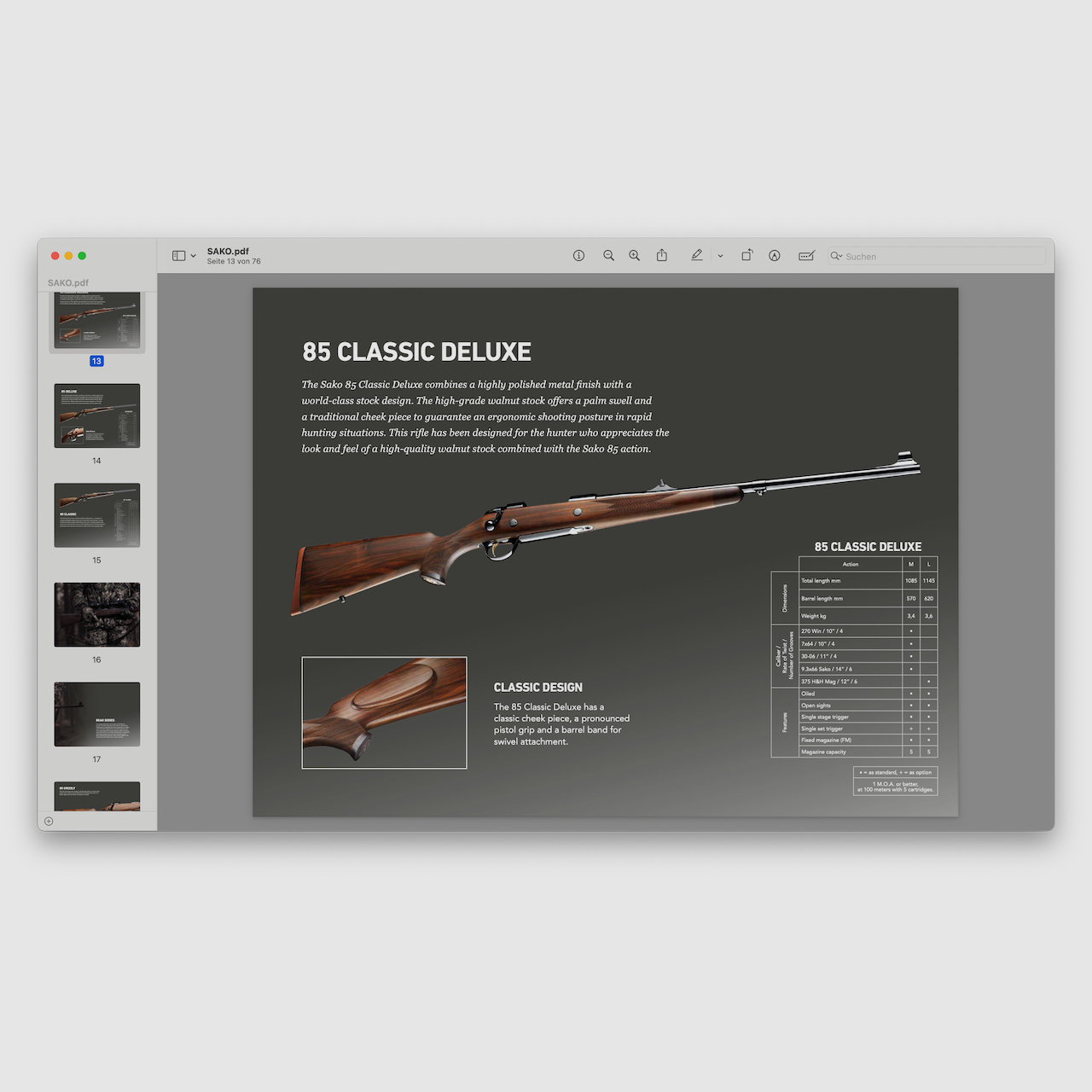 Sako 85 Classic Deluxe Großwildbüche im Safari-Kaliber .375 H&H Mag. in Bestzustand