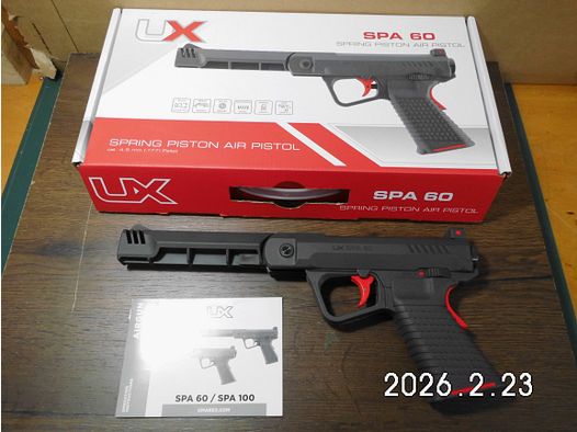 Air pistol Umarex SPA 60 break barrel 4.5mm diabolo in original packaging with instruction manual.