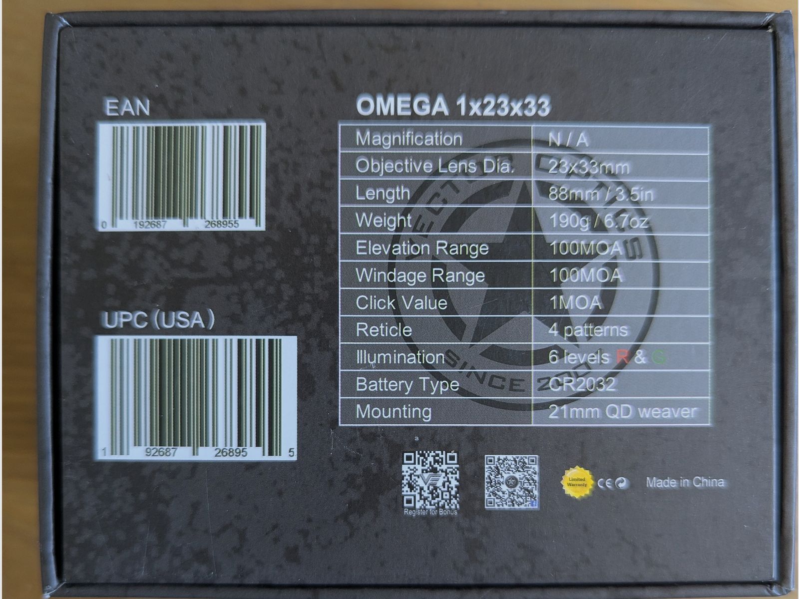 Vector optics OMRGA 1x23x33 RedDot // PCC // AR15