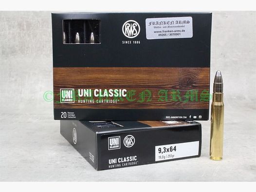 RWS UNI Classic 9,3x64 293gr. 19,0g 20 pezzi prezzi a scalare