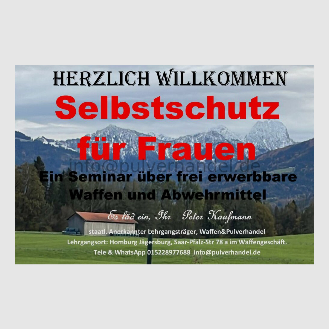 Selbstschutzseminar für Frauen	 Seminar Schulung Lehrgang Freie Waffen und Gegenstände