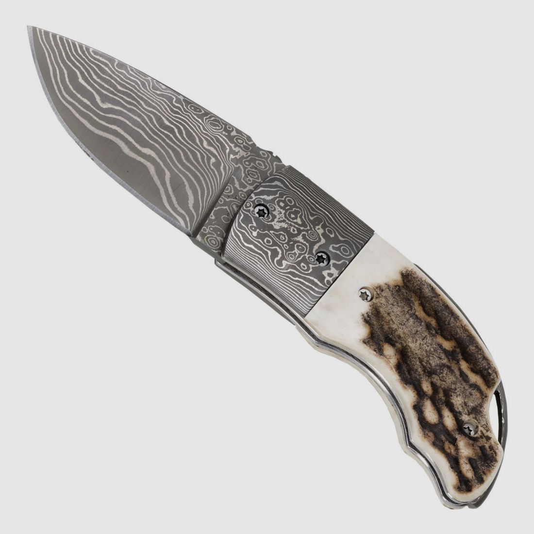 Damast Taschenmesser Hirschhorn
