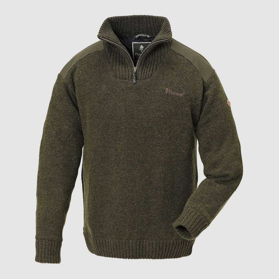 Pinewood Strickpullover Herren Hurricane - Dunkelgrün Mélange  XL