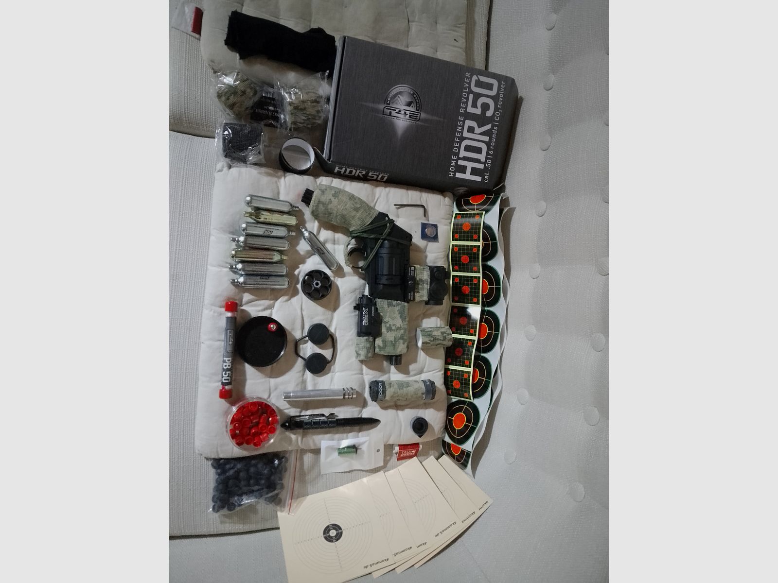 T4e HDR50 Tuning canna rosso verde punto di mira pallini in acciaio gomma RAM Paintball marker Cal .50 set lampada capsule CO2