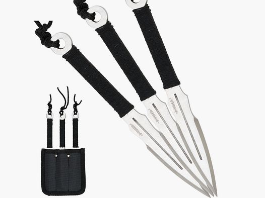 3x Wurfmesser im Set mit Nylonscheide