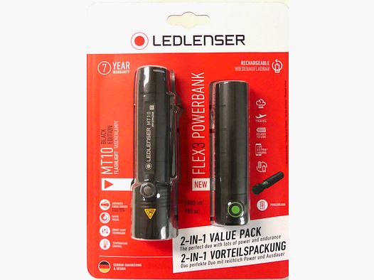 Ledlenser 502941 MT10 edición negra y paquete de ventajas Flex3