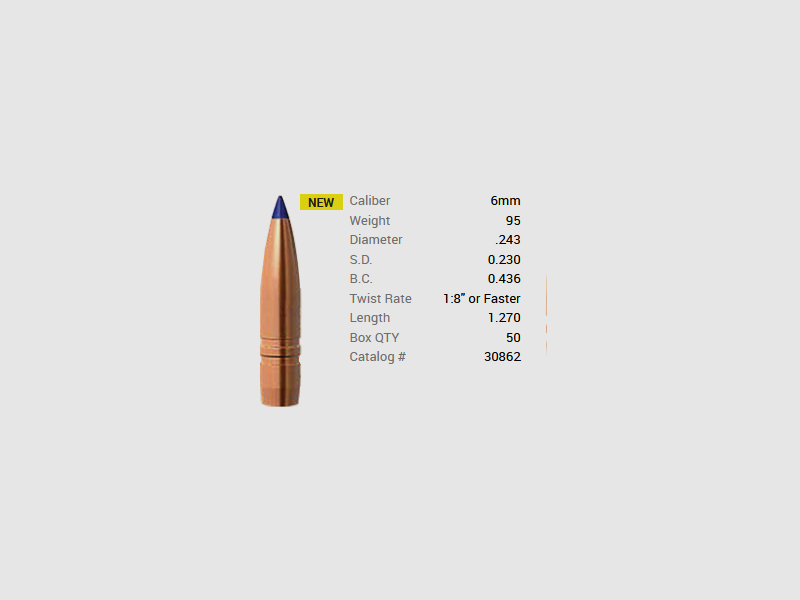 Barnes Geschoss 6mm/.243 95GR Long-Range X BT 50 Stück, Bild 1 von 2