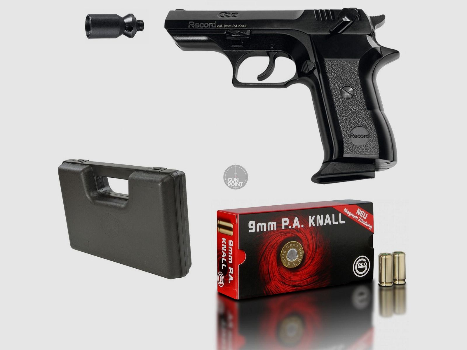 SET !!! Schreckschuss - Gas Signal Pistole - RECORD Modell COP BR. - 9 mm P.A.K inkl. Koffer & 50 Schuss Munition