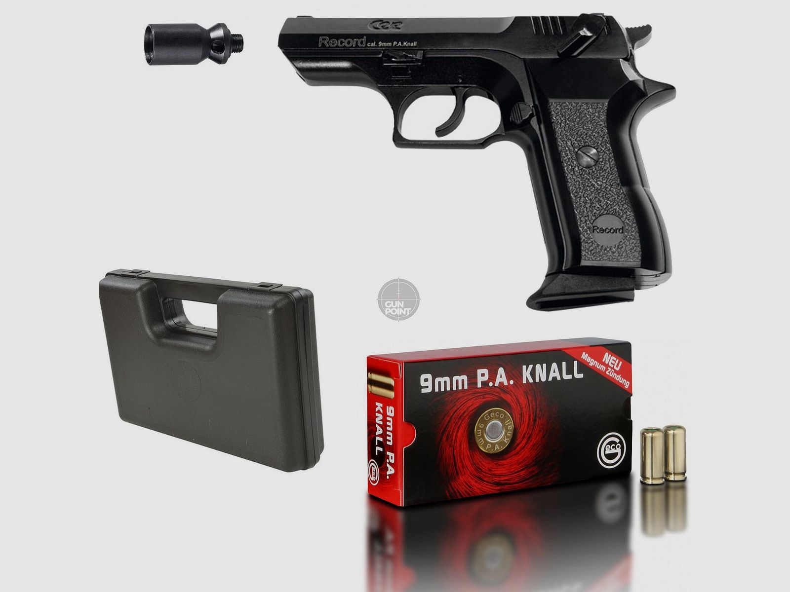 SET !!! Schreckschuss - Gas Signal Pistole - RECORD Modell COP BR. - 9 mm P.A.K inkl. Koffer & 50 Schuss Munition