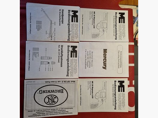 Bedienungsanleitungen für  Waffen, Pro Einzelverkauf 10 €. alle zusammen füer 22 Euro.