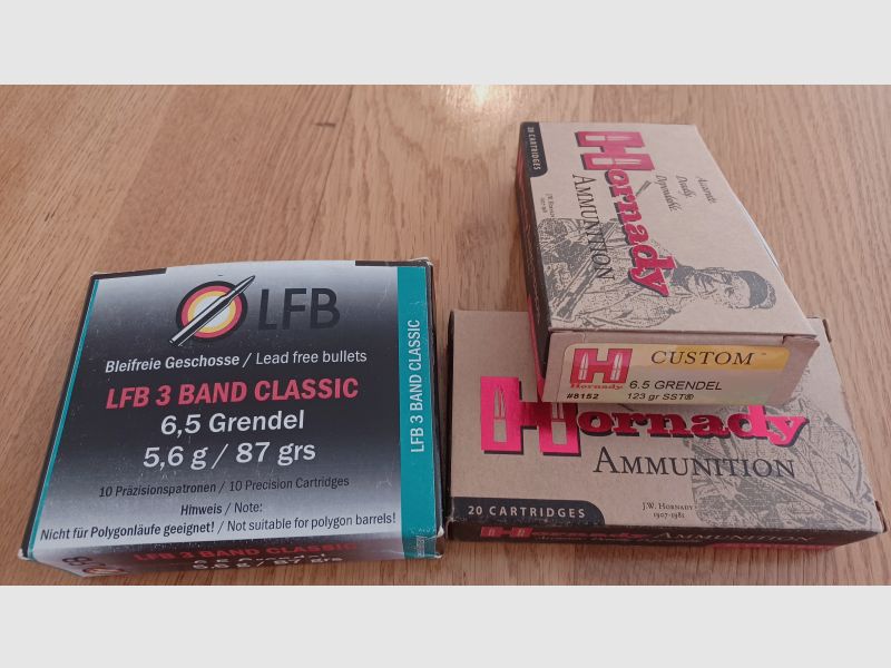 Munition 6,5 Grendel bleifrei und Hornady SST