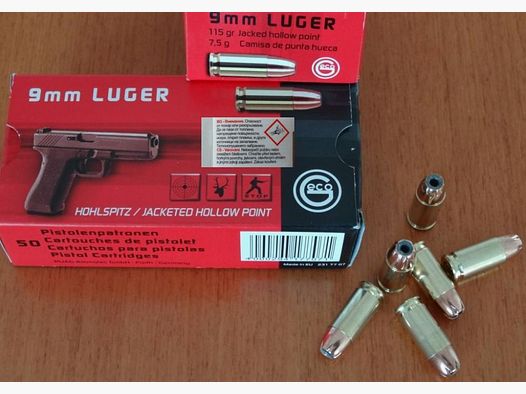 GECO	 100 Stück Patronen GECO-9mm Luger-Hohlspitz( Hollow Point)