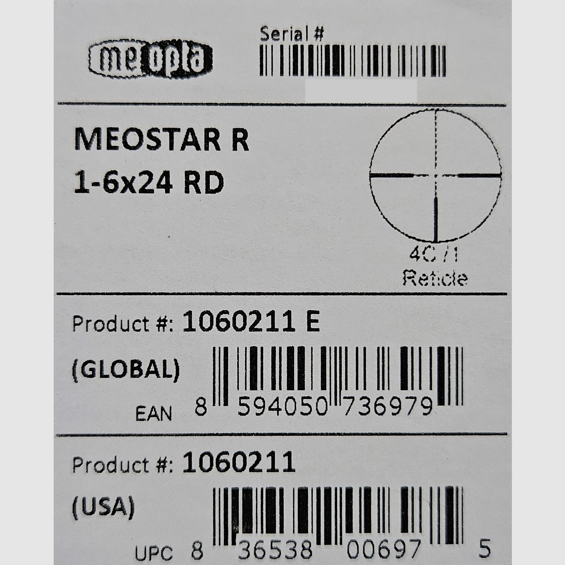 Neuware - Zielfernrohr Meopta MeoStar R 1-6x24 RD Absehen 4C - Sonderpreis !