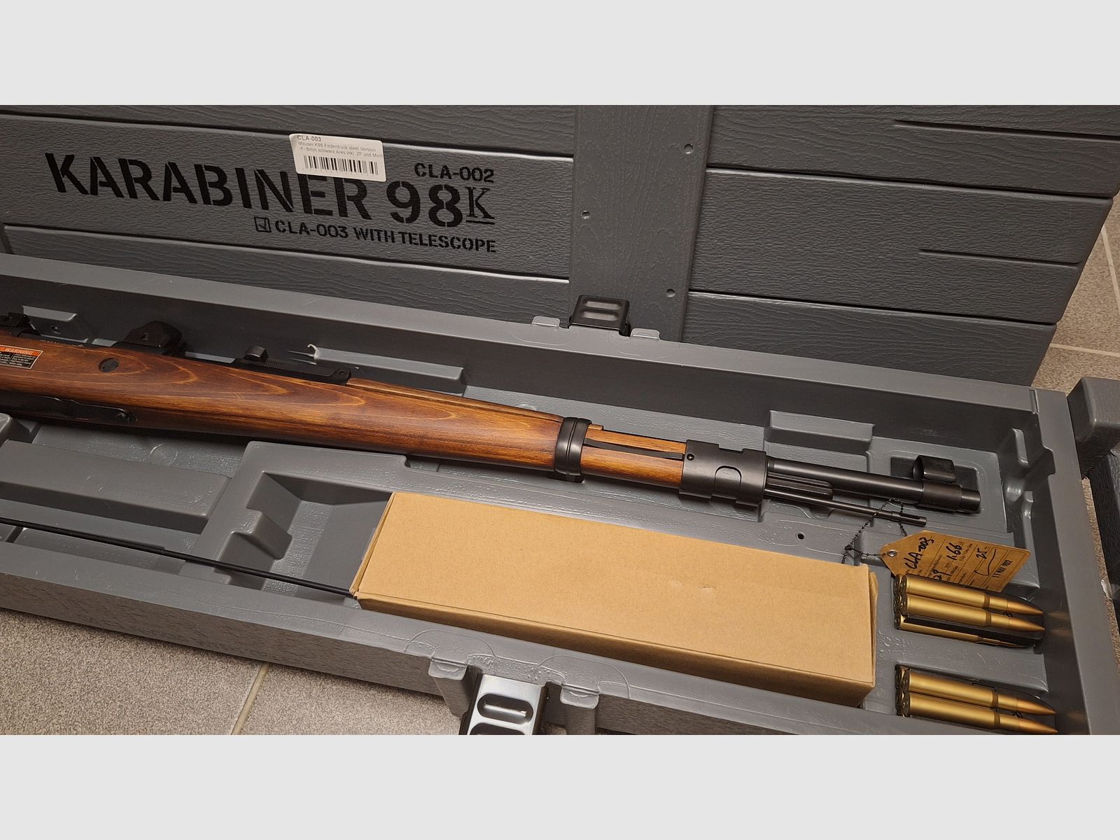 Ares Mauser Karabiner 98K acero rifle de cerrojo con ZF39 6mm BB madera real + caja de armas - ¡NUEVO!