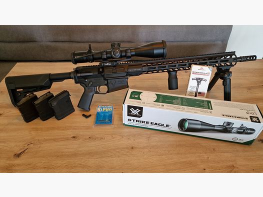 NEUWERTIGE Stag Arms STAG 10 Marksman 18" AR-10 .308 Win inkl. Vortex Strike Eagle 5-25x56 FFP MRAD und viel Zubehör