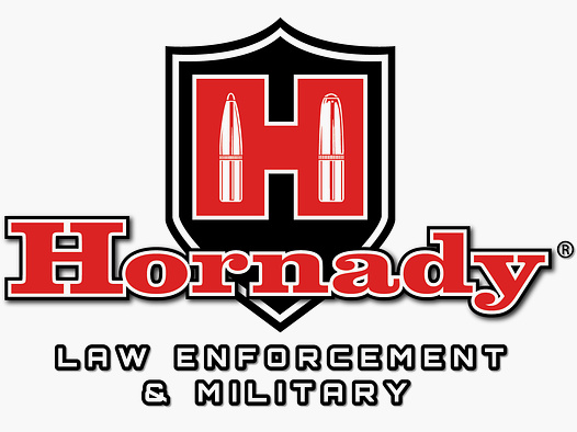 Hornady Law Enforcement & Military (LE) Aufkleber – Schwarz/Rot – 7,9×11,7 cm