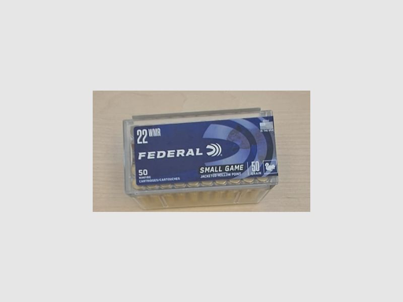 .22 Win Mag WMR, Federall Small Game, 50 Grain, Jacketed Hollow Point, 50 Schuss 