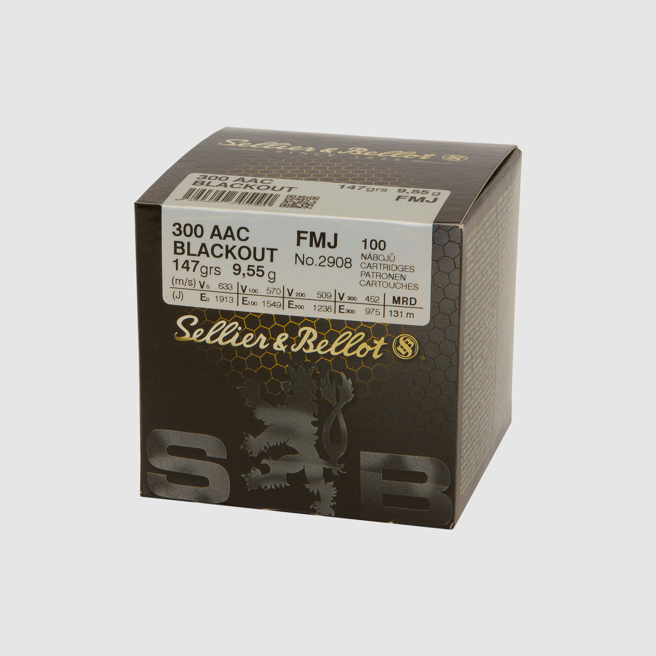 Sellier & Bellot Munizioni per fucile .300 AAC Blackout 9,55g Full Metal Jacket Confezione da 100, immagine 1 di 2