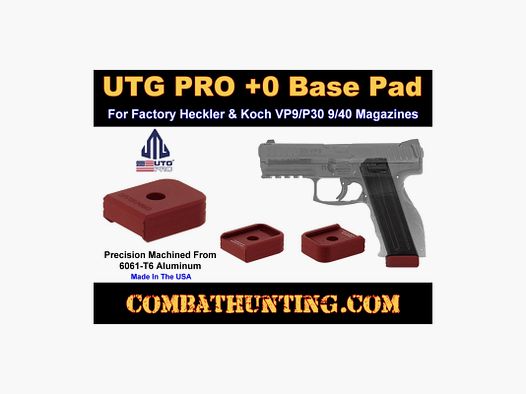 UTG PRO +0 Base Pad, HK VP9/P30 9/40, Matte Red Aluminum
