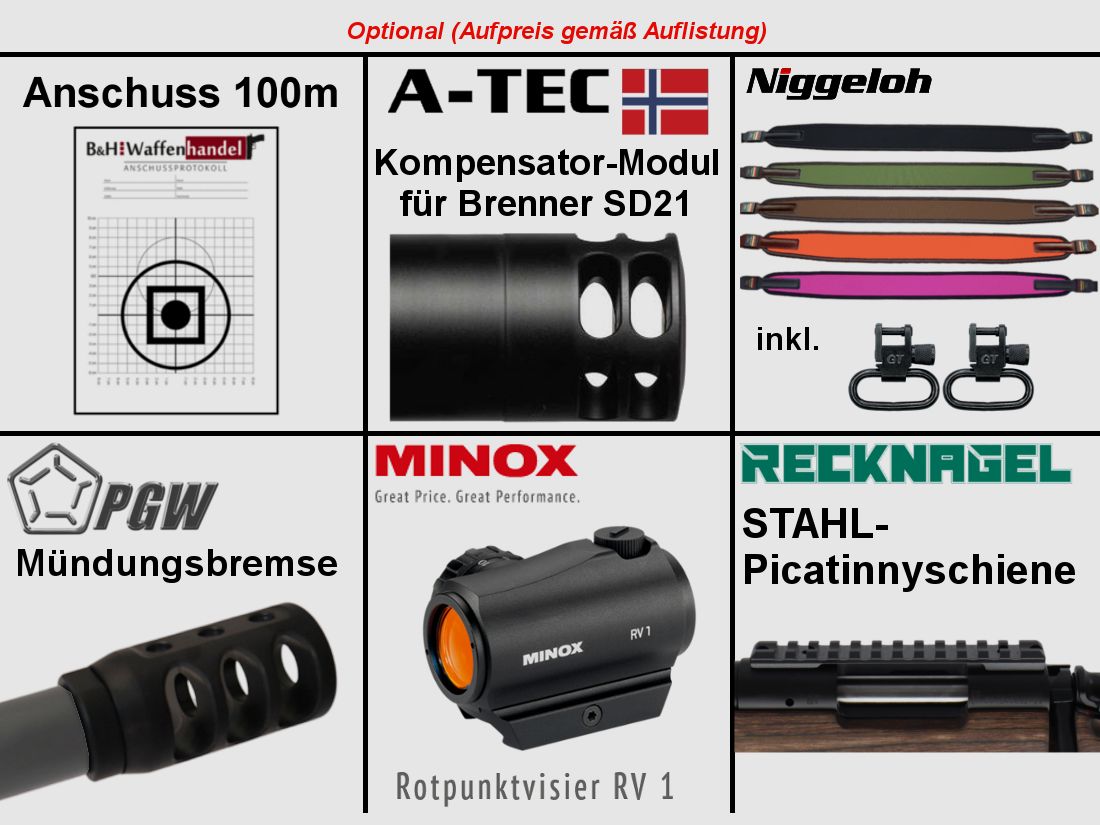  Bergara   B14 B&H Prohunter Flex LINKS Lochschaft ZF Hawke 3-12x56 fertig montiert / Optional: Brenner Schalldämpfer