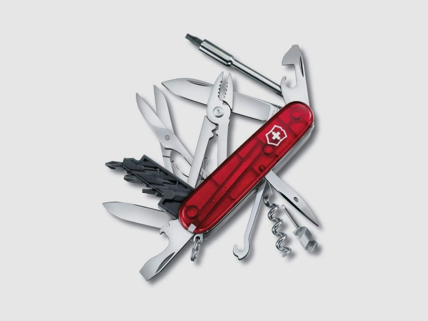 COUTEAU VICTORINOX CYBER 34 RED TRANSLUCIDE 1.7725.T, image 1 sur 4