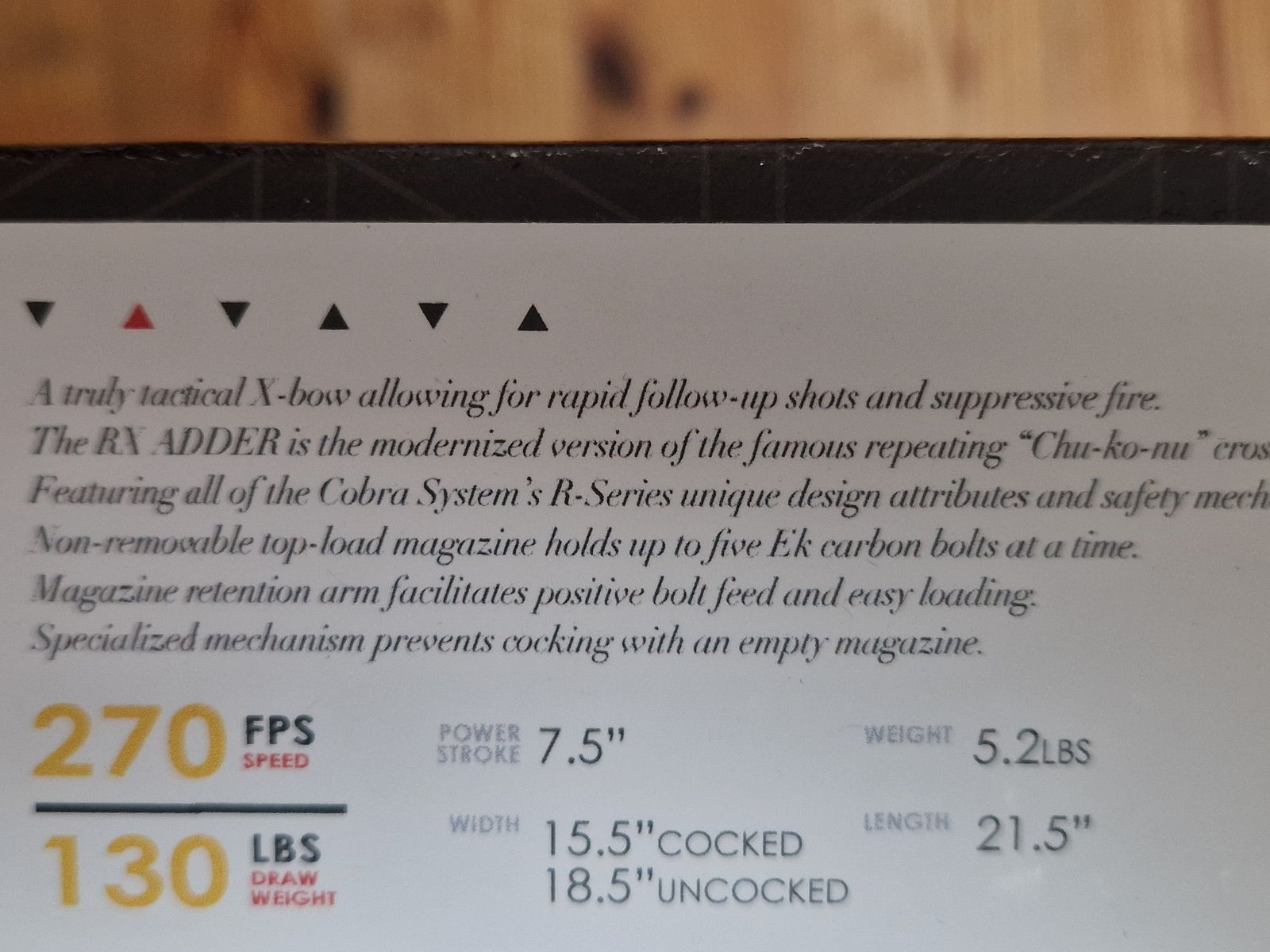 Arco a balestra Cobra System Adder 130 LBS 270 FPS come NUOVO