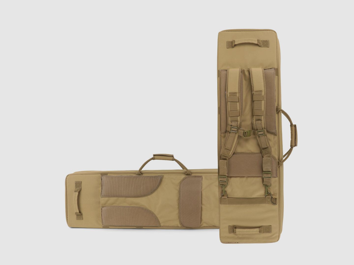 Housses d'armes d'hiver Sac tactique 110 cm – Laser-Cut MOLLE, système de transport de sac à dos, nylon 1000D (Dune)