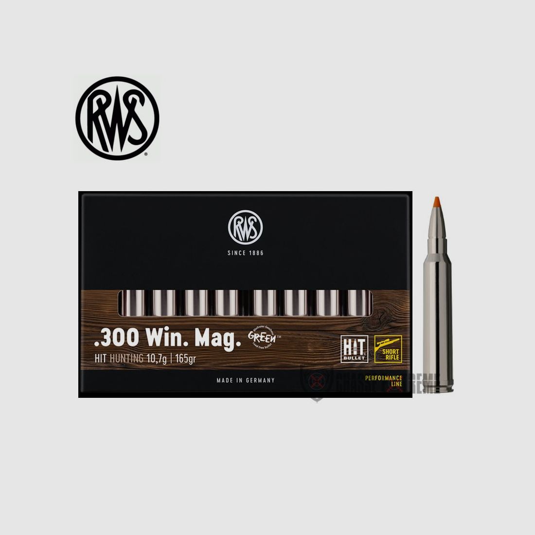 20 cartucce RWS cal. 300 Win Mag 165gr Hit Short Rifle