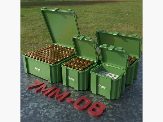 Filamelt ammunition box / 7mm-08 REM / 'flip lid' / cartridge box, ammo box