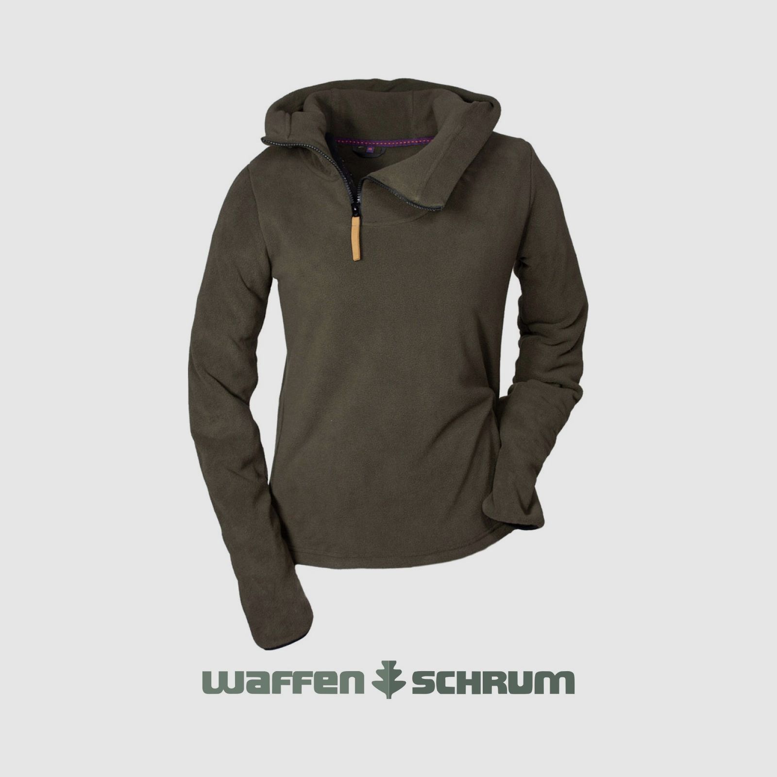Hubertus Damen Fleece Hoodie oliv/braun