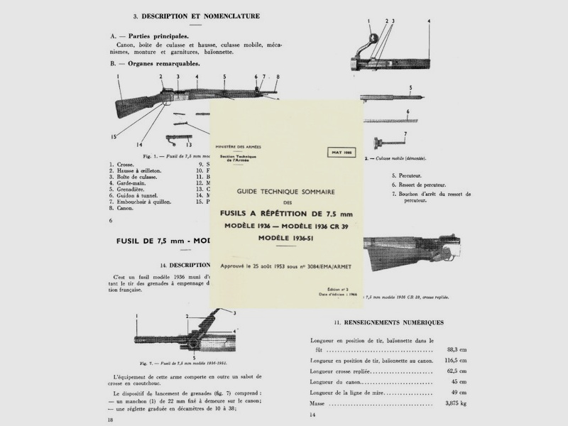 Nachdruck Bedienungsanleitung für französichen MAS 36 Karabiner