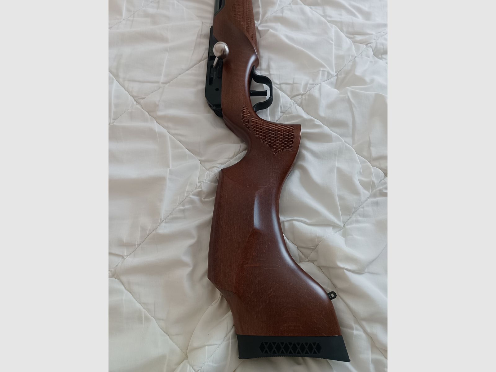 Absolutes Unikat: Walther Dominator Holzschaft 6,35mm (.25) – Kaum geschossen (ca. 150 Schuss)! + Alu-gefräste Laufbrille, 3x Custom Quickfill-Kartuschen & 4 Magazine