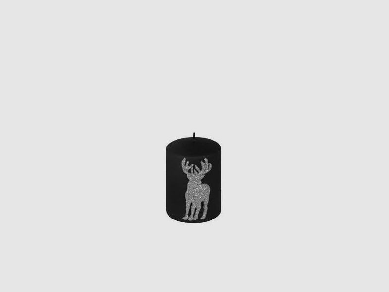 Kaheku Jona deer cylinder candle black-silver.