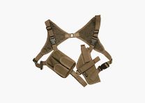 Schulterholster, Farbe: Coyote (Beige), Rechts- und Linkshänder + Magazintasche, Cordura-Gewebe