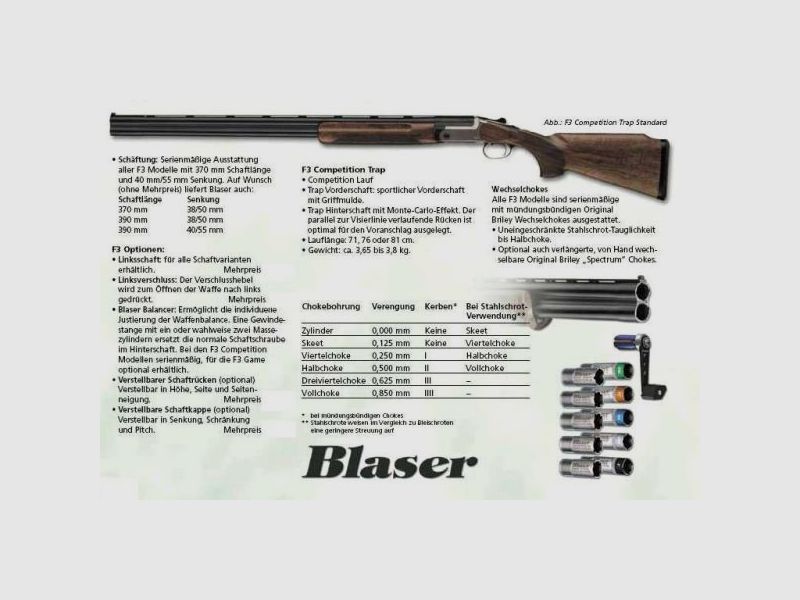 BLASER Bockdoppelflinte Sport Mod. F3 Comp Standard 12/76 - 20/76 - 28/70