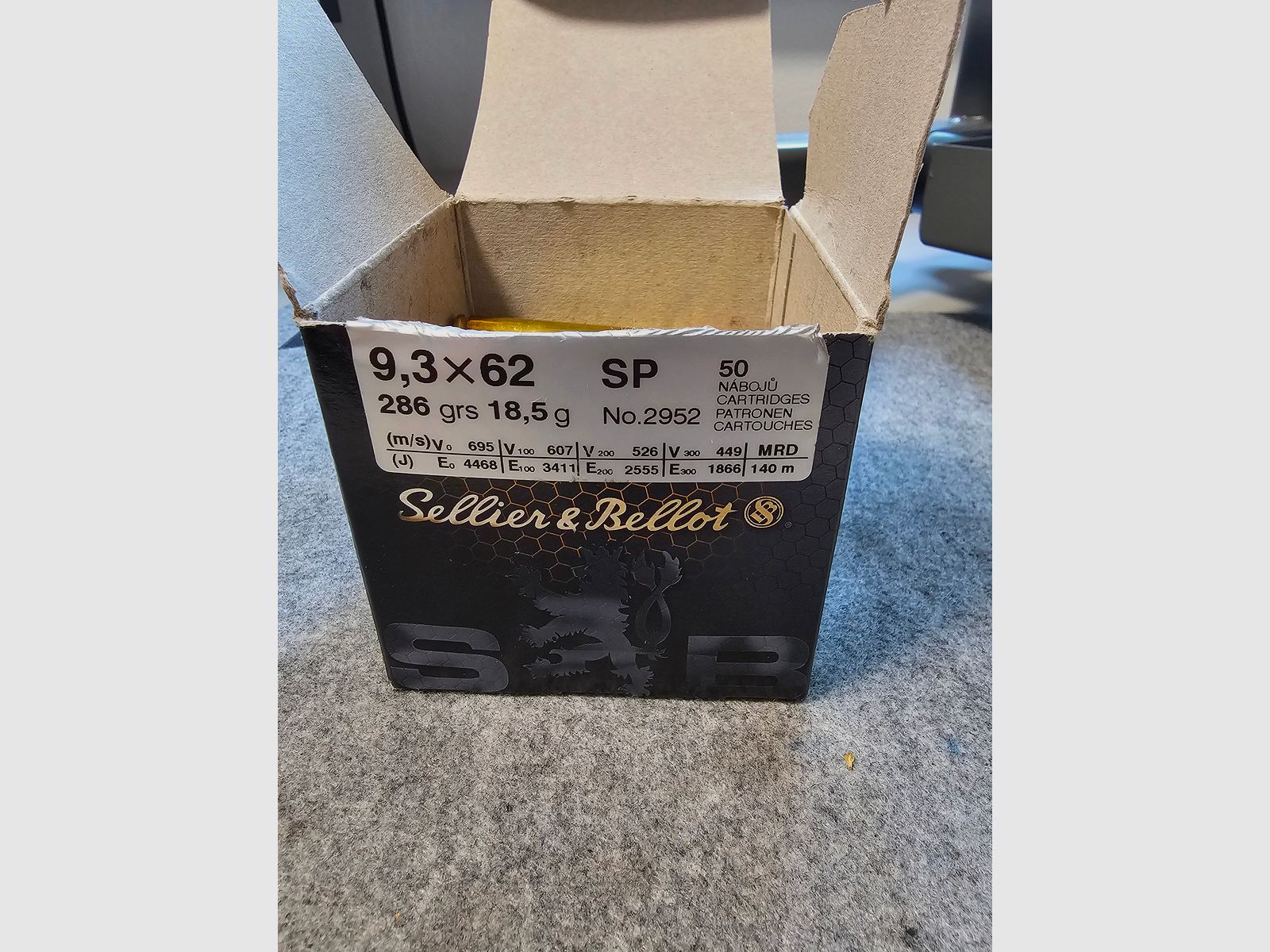 S&B 9,3x62 18.6 g  / 286grs  Bleihaltig 