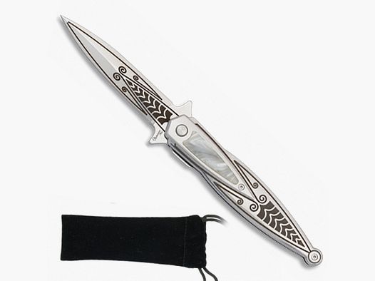 Cuchillo de bolsillo con soporte de resorte, afilado por un lado, diseño de nácar