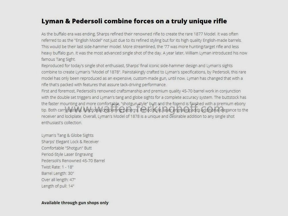 Pedersoli Lyman 1878 Sharps 30"