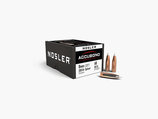 PALLE – NOSLER – ACCUBOND 8mm cal. (.323″) Spitzer 200gr (12.9 grams) (50 PZ)
