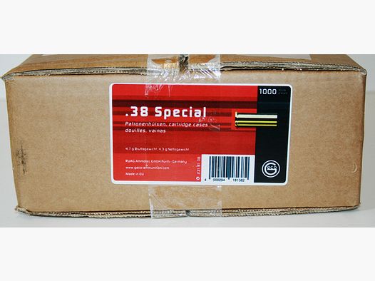 1.000 Stück NEUE GECO Wiederladerhülsen .38 SPECIAL (Boxerzündung) verpackt in 1000er Box #2318138