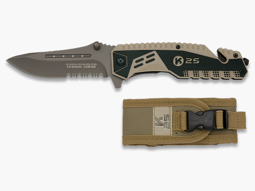 Navaja K25 con mango G10 Negro / Arena